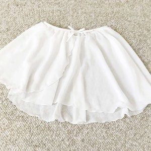 Chacott White Flared Dance Ballet Wrap Chiffon Flared Skirt Pull On Girls 8 9 10